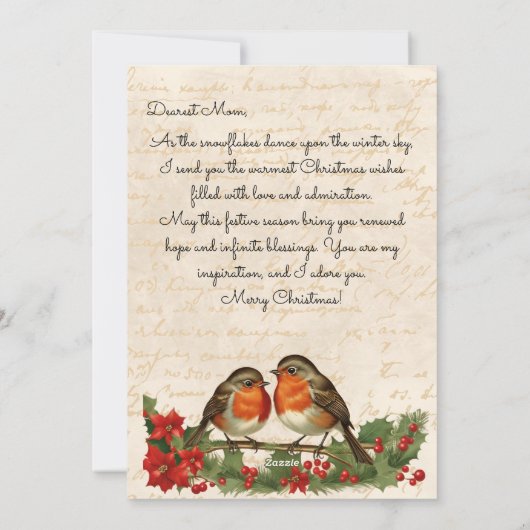  Robin Birds Kerstkrans Vakantie Kaart (Achterkant)