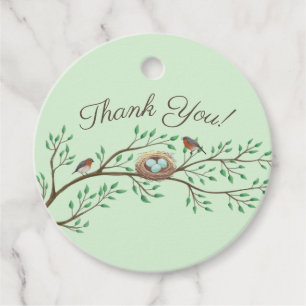 Robin Birds Nest Eggs Spring Baby shower Bedankjes Labels