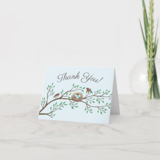 Robin Birds Nest Eggs Spring Baby shower Bedankkaart