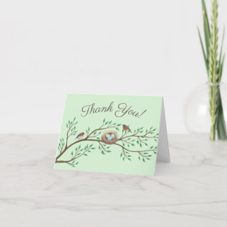 Robin Birds Nest Eggs Spring Baby shower Bedankkaart