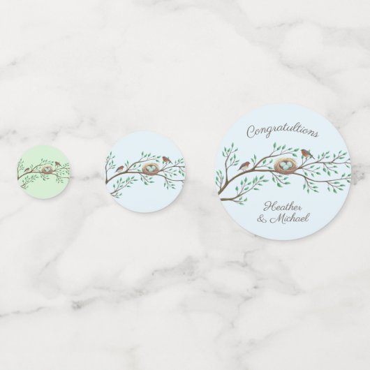 Robin Birds Nest Eggs Spring Baby shower Confetti (Voorkanten)