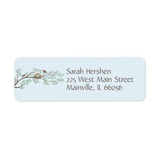 Robin Birds Nest Eggs Spring Baby shower Etiket (Voorkant)