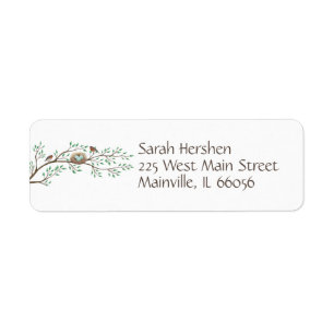 Robin Birds Nest Eggs Spring Baby shower Etiket