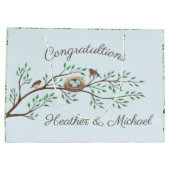 Robin Birds Nest Eggs Spring Baby shower Groot Cadeauzakje (Achterkant)