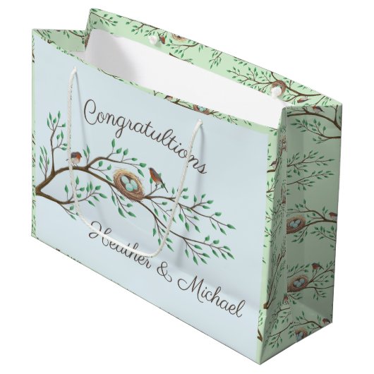 Robin Birds Nest Eggs Spring Baby shower Groot Cadeauzakje (Voorkant Gekanteld)