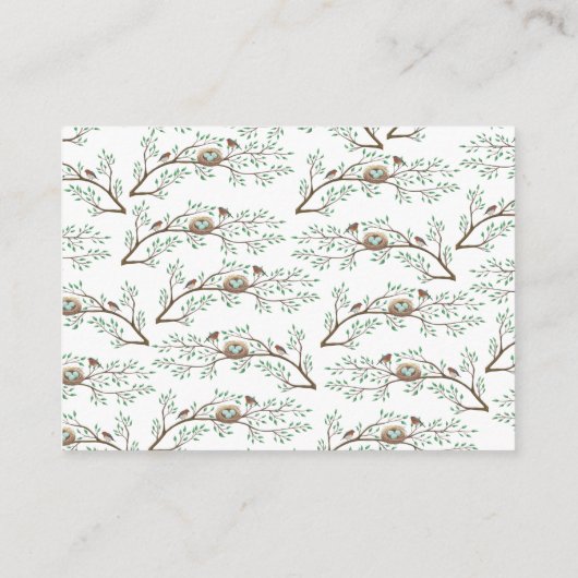 Robin Birds Nest Eggs Spring Baby shower Informatiekaartje (Achterkant)