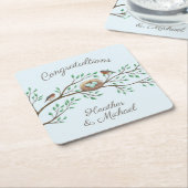 Robin Birds Nest Eggs Spring Baby shower Kartonnen Onderzetters (Schuin)