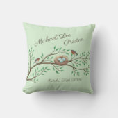 Robin Birds Nest Eggs Spring Baby shower Kussen (Voorkant)