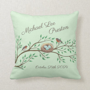 Robin Birds Nest Eggs Spring Baby shower Kussen