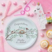 Robin Birds Nest Eggs Spring Baby shower Papieren Bordje (Feest)