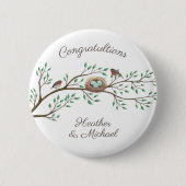 Robin Birds Nest Eggs Spring Baby shower Ronde Button 5,7 Cm (Voorkant)