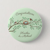 Robin Birds Nest Eggs Spring Baby shower Ronde Button 5,7 Cm (Voorkant)
