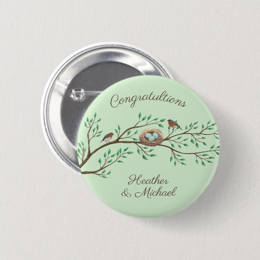 Robin Birds Nest Eggs Spring Baby shower Ronde Button 5,7 Cm (Voorkant /achterkant)