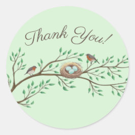 Robin Birds Nest Eggs Spring Baby shower Ronde Sticker