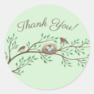 Robin Birds Nest Eggs Spring Baby shower Ronde Sticker