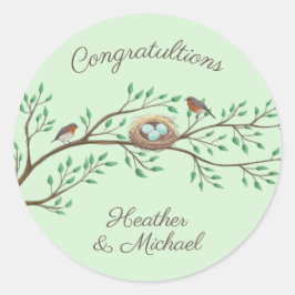 Robin Birds Nest Eggs Spring Baby shower Ronde Sticker