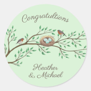 Robin Birds Nest Eggs Spring Baby shower Ronde Sticker