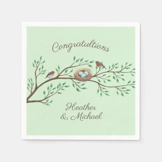 Robin Birds Nest Eggs Spring Baby shower Servet (Voorkant)