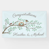 Robin Birds Nest Eggs Spring Baby shower Spandoek (Horizontaal)