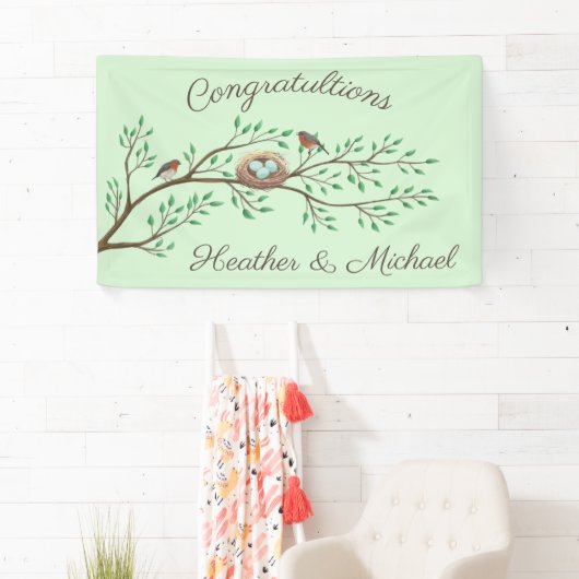 Robin Birds Nest Eggs Spring Baby shower Spandoek (Insitu)