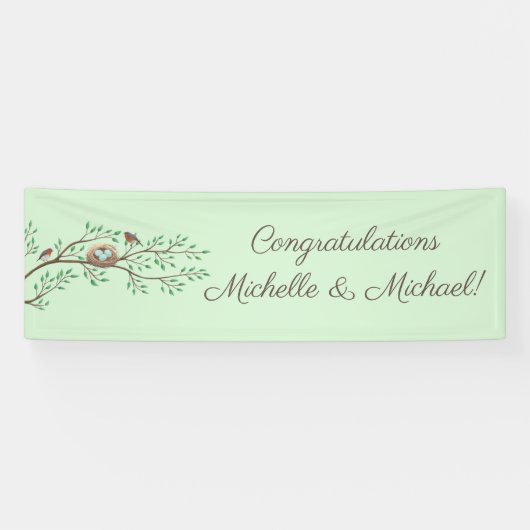 Robin Birds Nest Eggs Spring Baby shower Spandoek (Horizontaal)