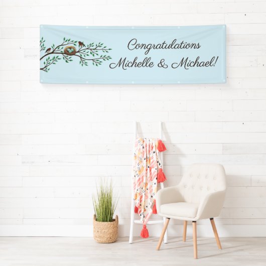Robin Birds Nest Eggs Spring Baby shower Spandoek (Insitu)