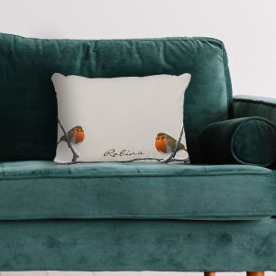 Robin Birds op Winter Branch gepersonaliseerd Accent Kussen