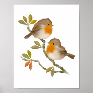 Robin Birds Poster Print