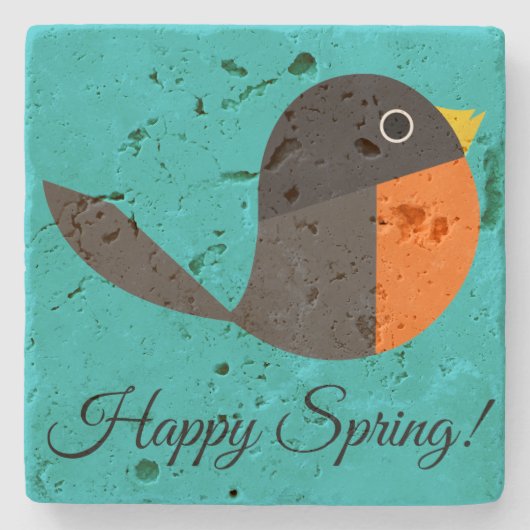 Robin Birds Stenen Onderzetter (Voorkant)