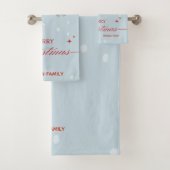 Robin Birds Tree Branchs Merry Christmas Blue Bad Handdoek (Insitu)