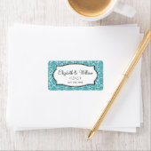 Robin blauw elegante damast grens bruiloft gunst l etiket (Insitu)