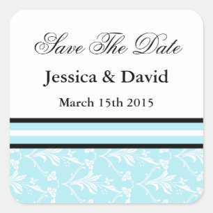 Robin Blue Damask Sla de datum Stickers