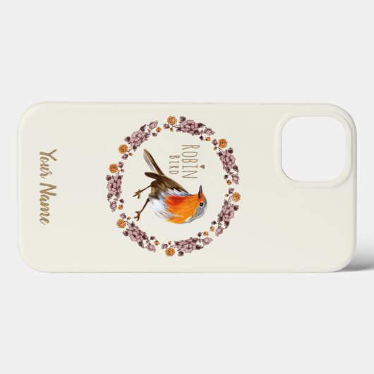 Robin Botanical  Flowers voor vogelliefhebber Case-Mate iPhone Case (Achterkant (horizontaal))