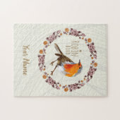 Robin Botanical  Flowers voor vogelliefhebber Legpuzzel (Horizontaal)