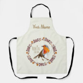 Robin Botanical  Flowers voor vogelliefhebber Schort (Voorkant)