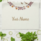 Robin Botanical Flowers voor vogelliefhebber Theedoek (Gevouwen)