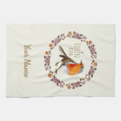 Robin Botanical Flowers voor vogelliefhebber Theedoek (Horizontaal)