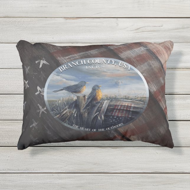 Robin Branch Co. MICH. Buitenkussen (Voorkant)