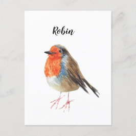 Robin cadeaubon waterverf geschilderde vogel. aankondigingskaart