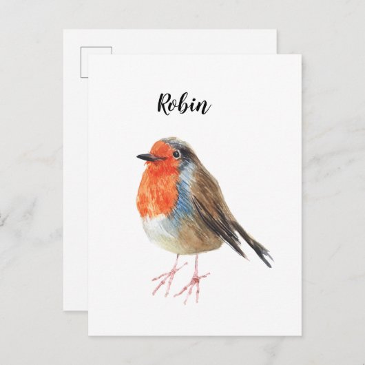 Robin cadeaubon waterverf geschilderde vogel. aankondigingskaart (Voorkant / Achterkant)