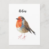 Robin cadeaubon waterverf geschilderde vogel. aankondigingskaart (Voorkant)