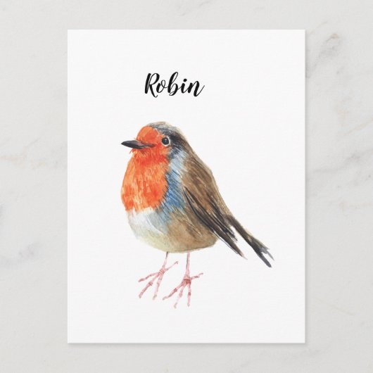 Robin cadeaubon waterverf geschilderde vogel. aankondigingskaart (Voorkant)
