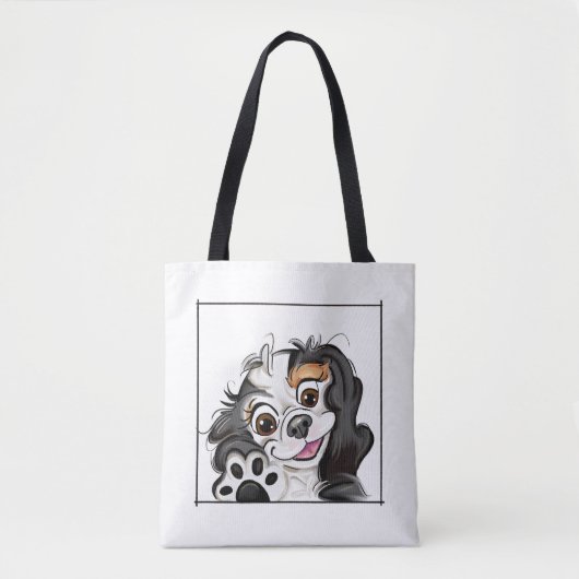 Robin canvas tas | schattige hond (Voorkant)