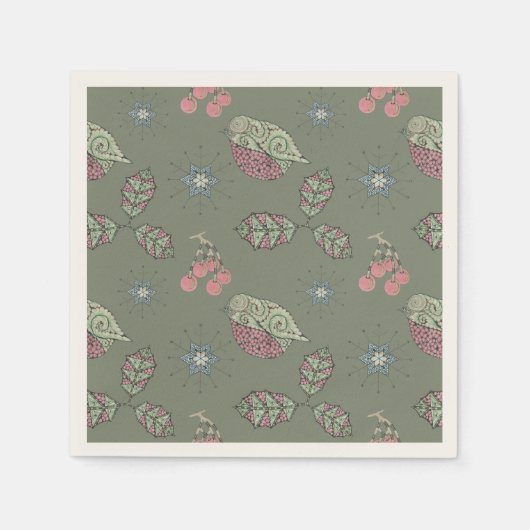 Robin Christmas doodle servetten (Voorkant)