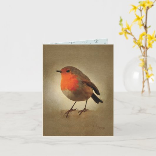  Robin Christmas Kaart (Gele Bloem)