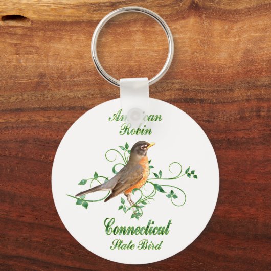 Robin Connecticut State Bird Sleutelhanger (Voorkant)