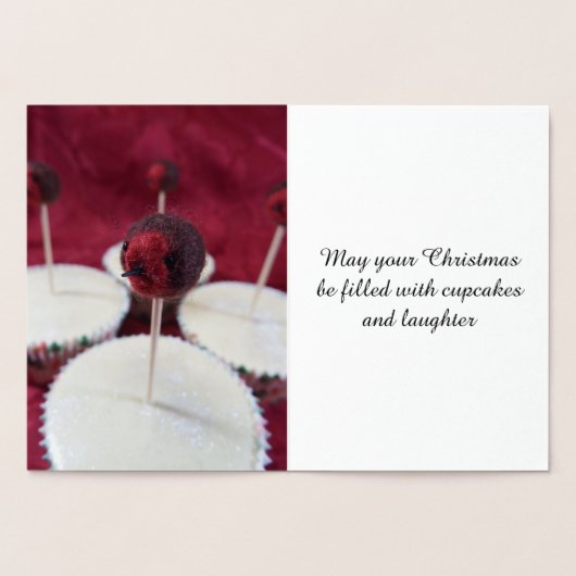 Robin Cupcakes Kerst Folie Kaart (Binnen)