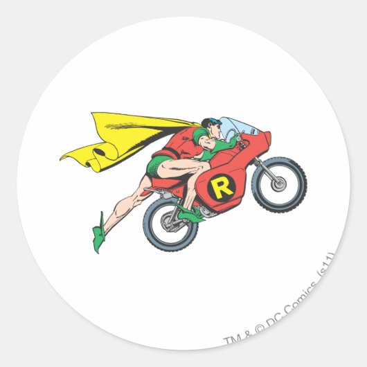 Robin & Cycle Ronde Sticker (Voorkant)
