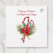 Robin, dennen, snoepsnoeren, poinsettia Kerstmis Bedankjes Labels (Achterkant)