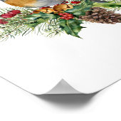 Robin, dennen, snoepsnoeren, poinsettia Kerstmis Poster (Hoek)
